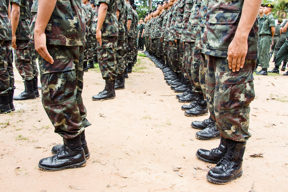 Soldiers at attention